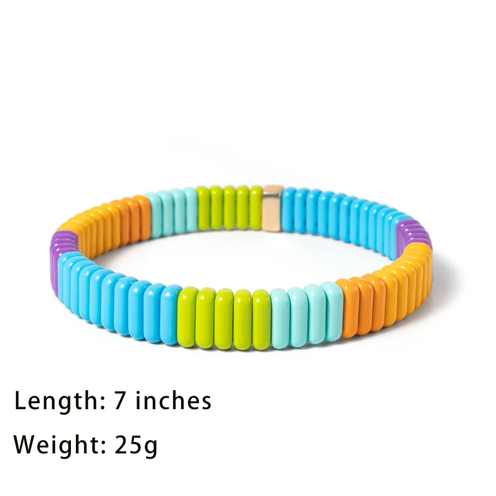 Tejesa  2X8MM Colorful  Rectangle Tile Beads Bracelets for women/Girls