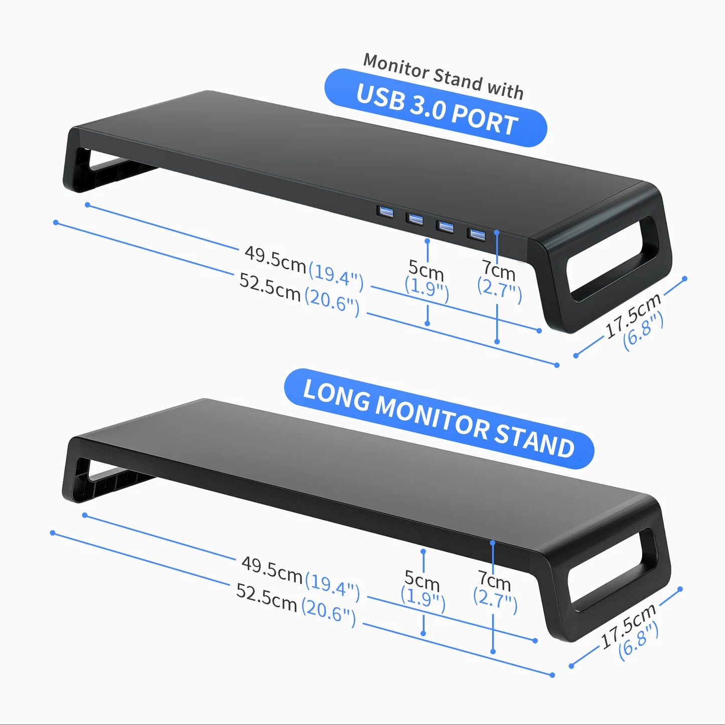 Monitor Stand Riser with or without USB3.0 Hub Laptop Computer Monitor Holder for Desk Aluminum ABS Lightweight Durable Rack