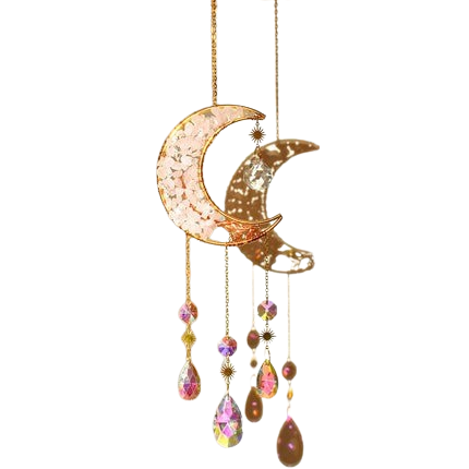 Hemasa Moon Suncatcher Crystal Tree of Life Hanging Decoration Stained Glass Healing Crystal Rainbow Maker Garden Outdoor Decoration