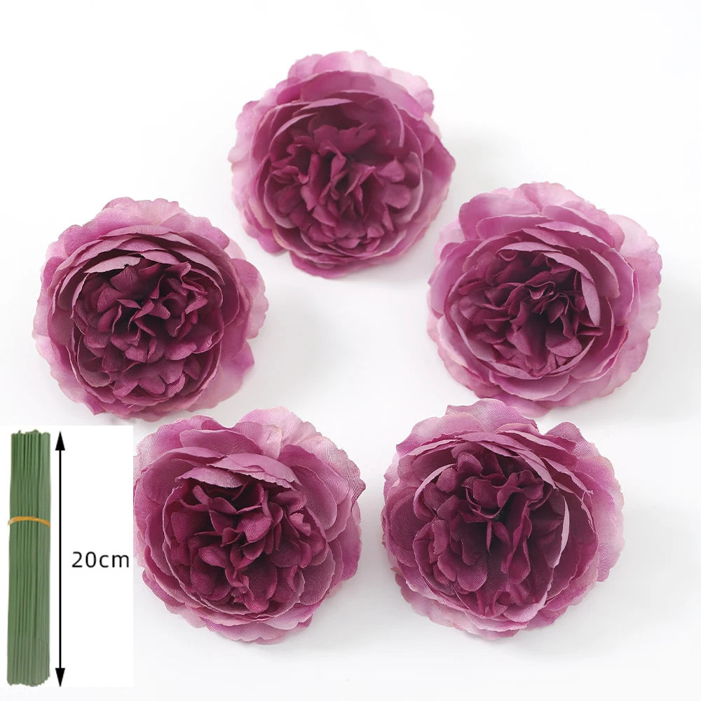5/10Pcs Rose Artificial Flowers Bouquet Silk Fake Flower for Home Decor Garden Wedding Bride Decoration Outdoor Vase Ornament