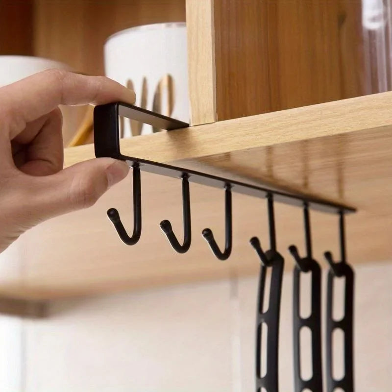 1pcs Kitchen Shelf Storage Clothes Hanging Organizer Cup Holder Glass Mug Holder 6 Hooks Storage Rack Kitchen Accessories