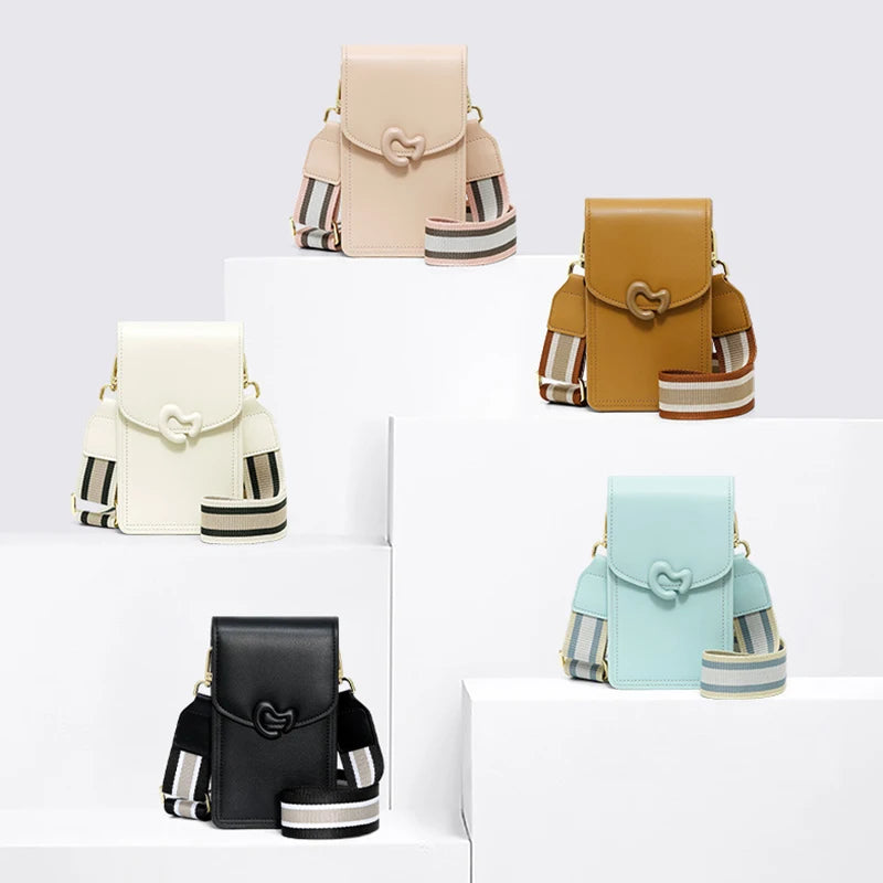 Fashion Women Wallet New PU Leather Girl's Crossbody Purse Mobile Phone Credit Card Coin Storage Pouch Minimalist Shoulder Bag