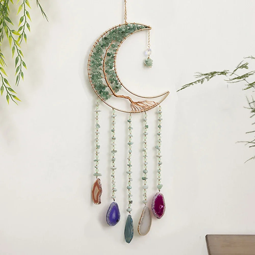 7 Chakra Gemstones Tree Of Life Dream Catchers  Natural Agate Bedroom Wall Hanging Crystal Dream Catcher Home Craft Decorations