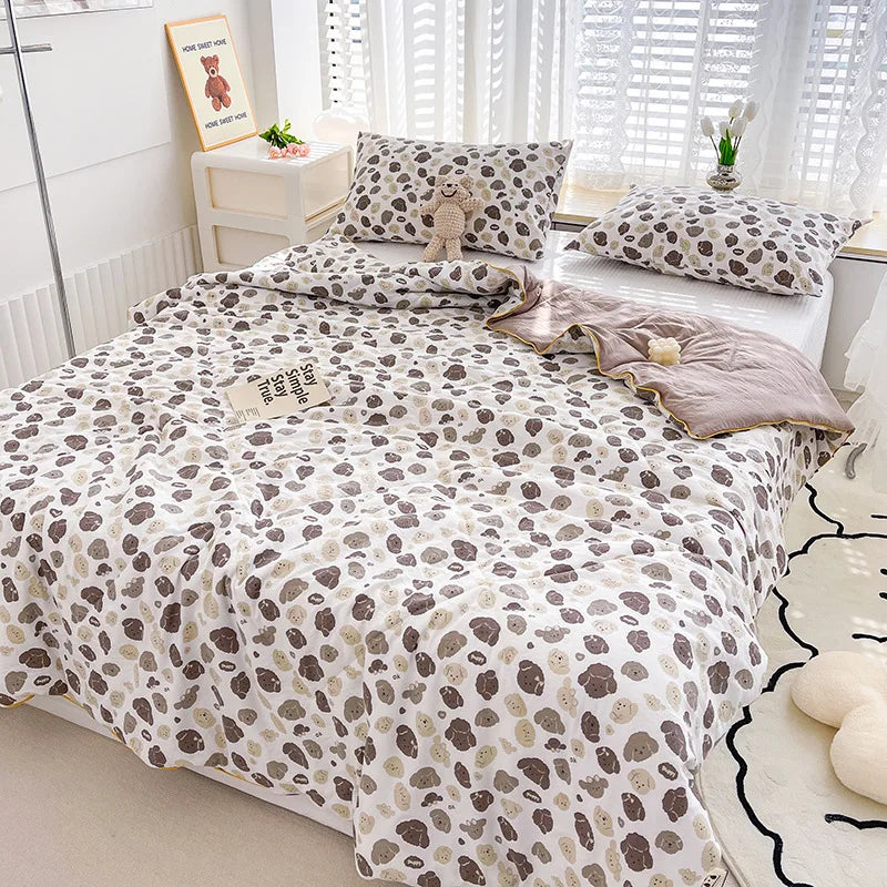 Quilt Double Layer Yarn Soybean Fiber Mother And Baby Grade Soft Glutinous Summer Cool Quilt Comfortable Breathable Home Textile