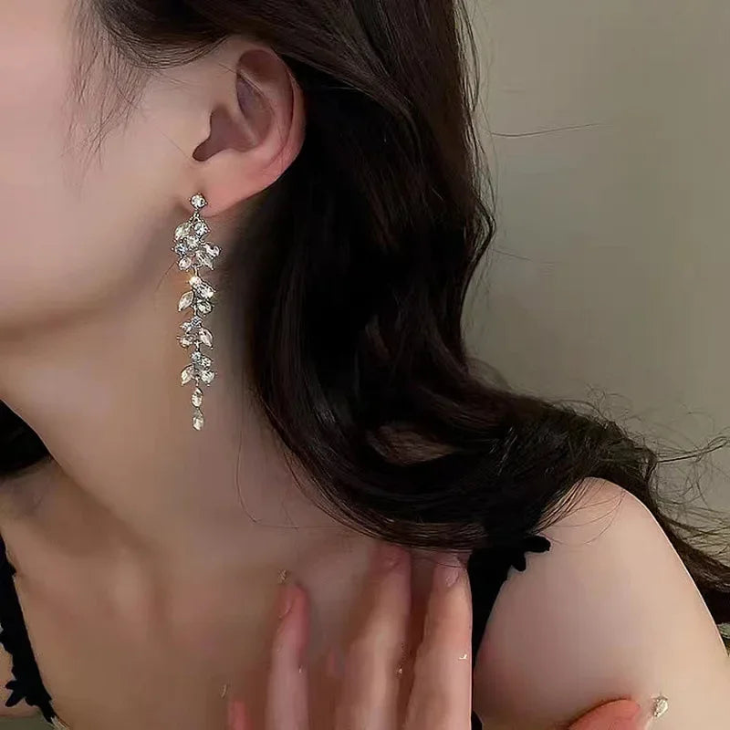 Hemasa Crystal Zircon Long Earrings for Women