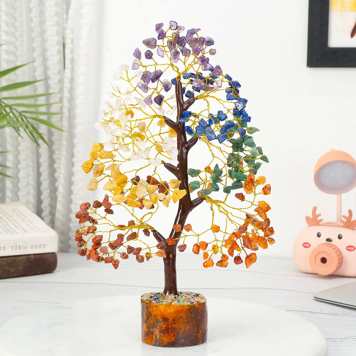 Seven Chakra Tree of Life, Positive Energy Crystal Tree - Feng Shui Tree, Artificial Tree, Crystal Decoration, Money Tree, Handm
