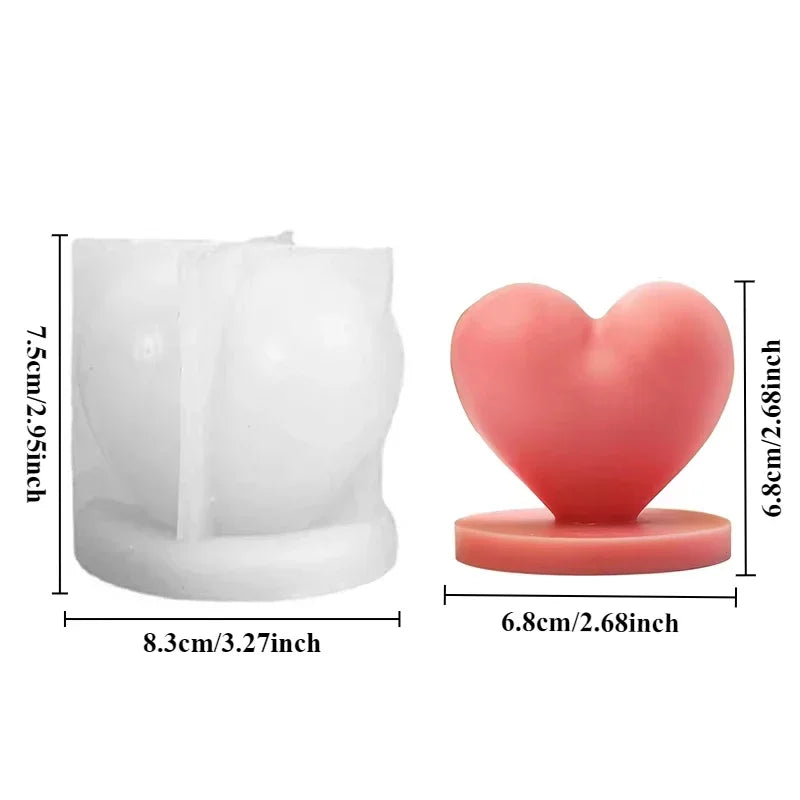Valentine's Day Love Silicone Candle Mold 3D Heart Crafts Resin Cement Gypsum Soap Mold Valentine's Day Gift Making Tool
