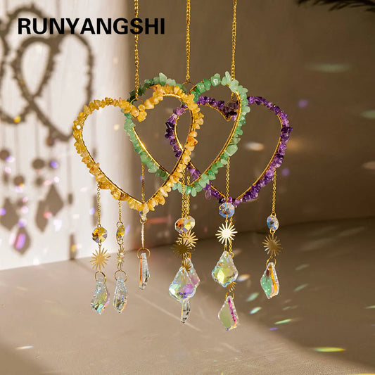 1PC Natural Healing Crystal Pendant Crystal Gravels Love Sun Catcher Reiki Gemstone For Home Garden Wedding Garden Decoration