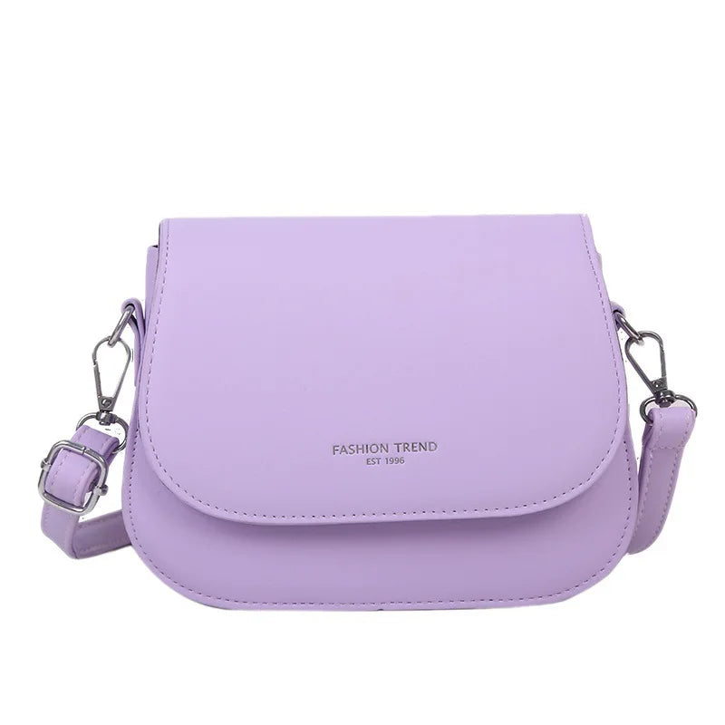 Trendy Saddle Shoulder Bag Women PU Leather Crossbody Bag Simple Solid Color Flap Messenger Bag Fashion Handbags Pouch