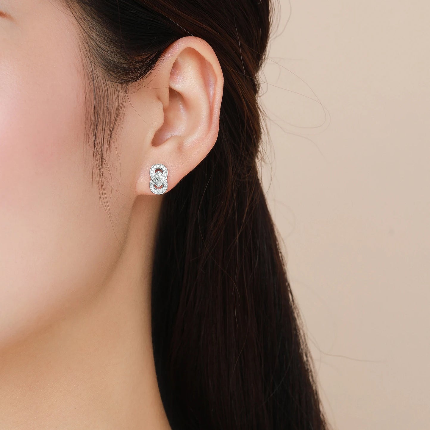 Modian Sparkling Double Circle Ear Pins Classic 925 Sterling Silver Stud Earrings For Women Wedding Statement Jewelry Brincos