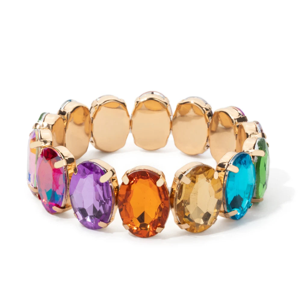 Tejesa Zirconia Bangle For Women Gold Color Crystal Stretchable Bracelets