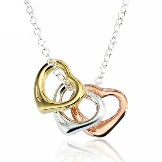 Hemasa 925 Silver Heart Pendants Necklace Chains For Women Fashion Wedding Jewelry