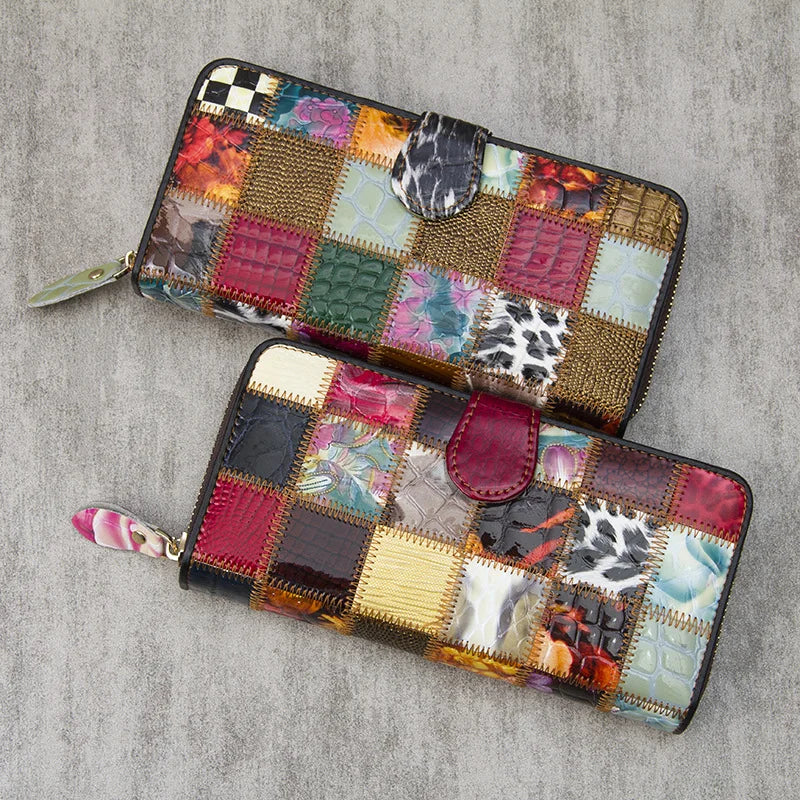 Hemasa  Women's Casual Wallet Single Pull Buckle Patchwork Card Holder Bank Zipper