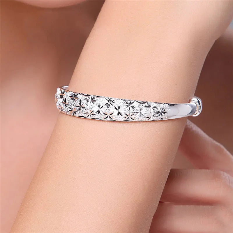 Hemasa 925 Sterling Silver  With  Stasr Bangles For Women/  Party/ Wedding