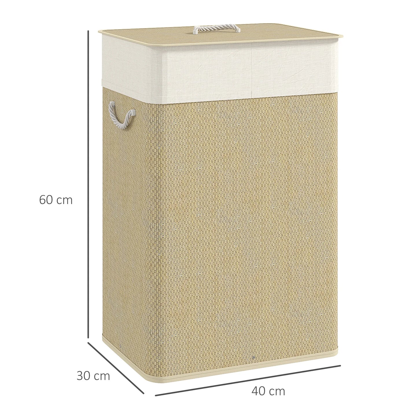 HOMCOM Laundry Hamper with Removable Washable Liner Bag, Nature Wood Finish