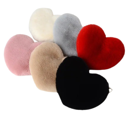 Hemasa  Women's Heart Shaped Handbags/ Cute Kawaii Faux Fur Crossbody Bag