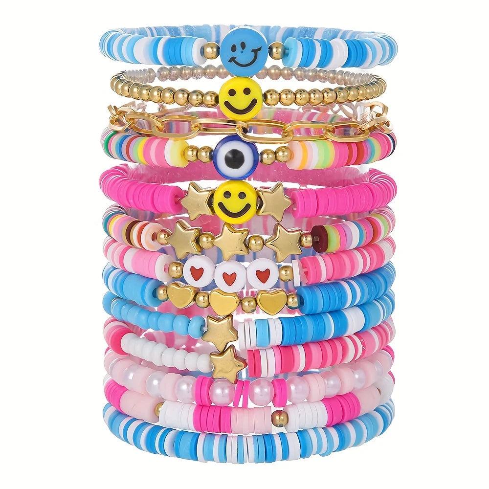 Hemasa  9pcs/set Handmade Beads  Polymer Clay  Bracelet
