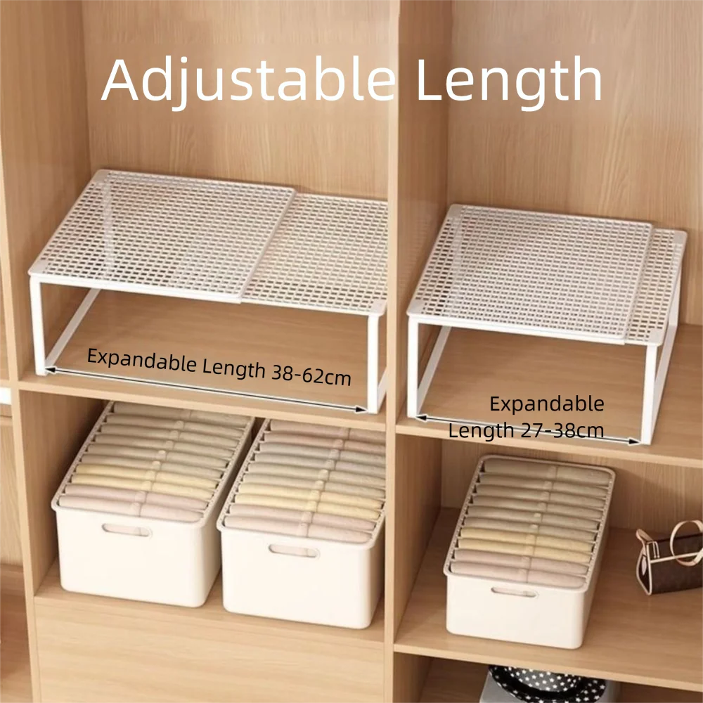 DIY Metal Closet Shelf Adjustable   Wardrobe Organizer Expandable Retractable Stackable Shelves Bathroom