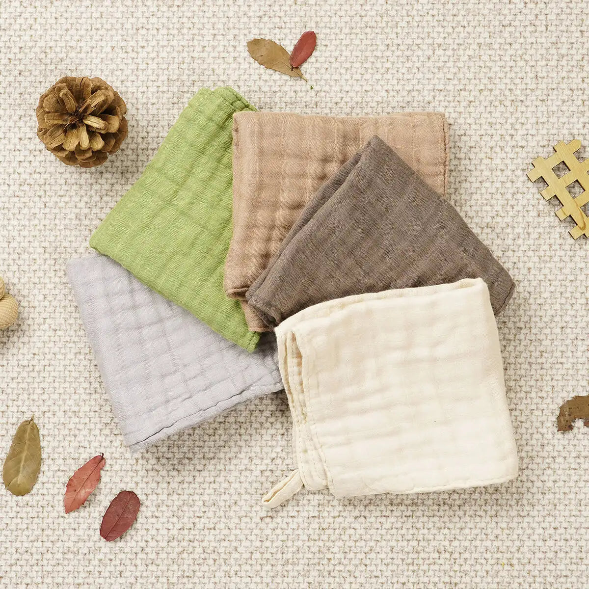 Tejesa 5pcs Pack Bamboo Cotton Breathable Baby Muslin Towel New born Burp Cloth