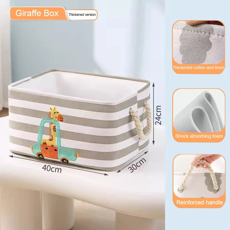 Hemasa Folding Storage Basket Linen Storage Fabric Wardrobe Office Bedroom Closet Toys Laundry Basket With Handle