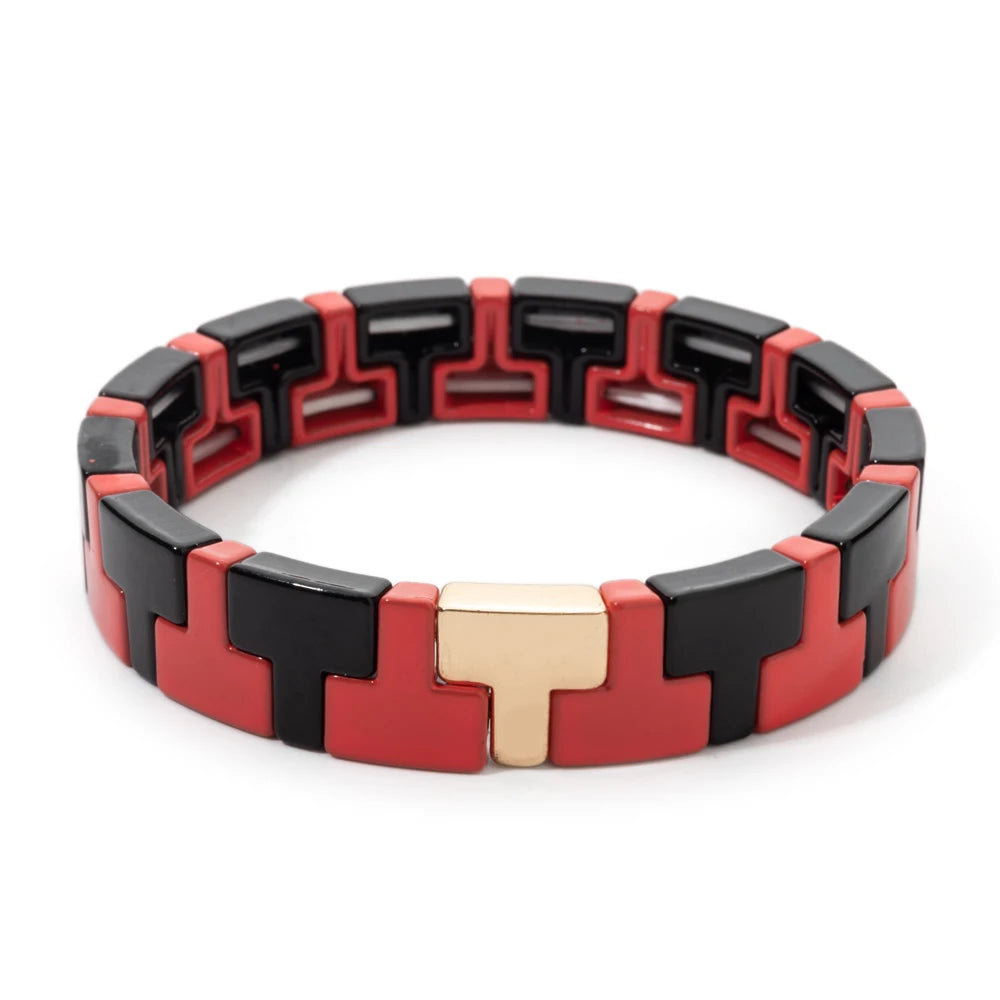 Hemasa  Enamel Colorful Enamel  Beaded Elastic Bangle Bracelet for women/Girls