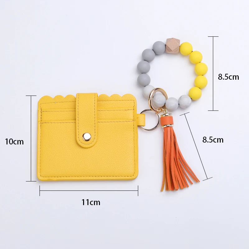 Silicone Bead Bracelet Tassel Pendant Keychain Pendant Cartoon Portable Woman Man Card Bag Multicolor Key Chain Gifts
