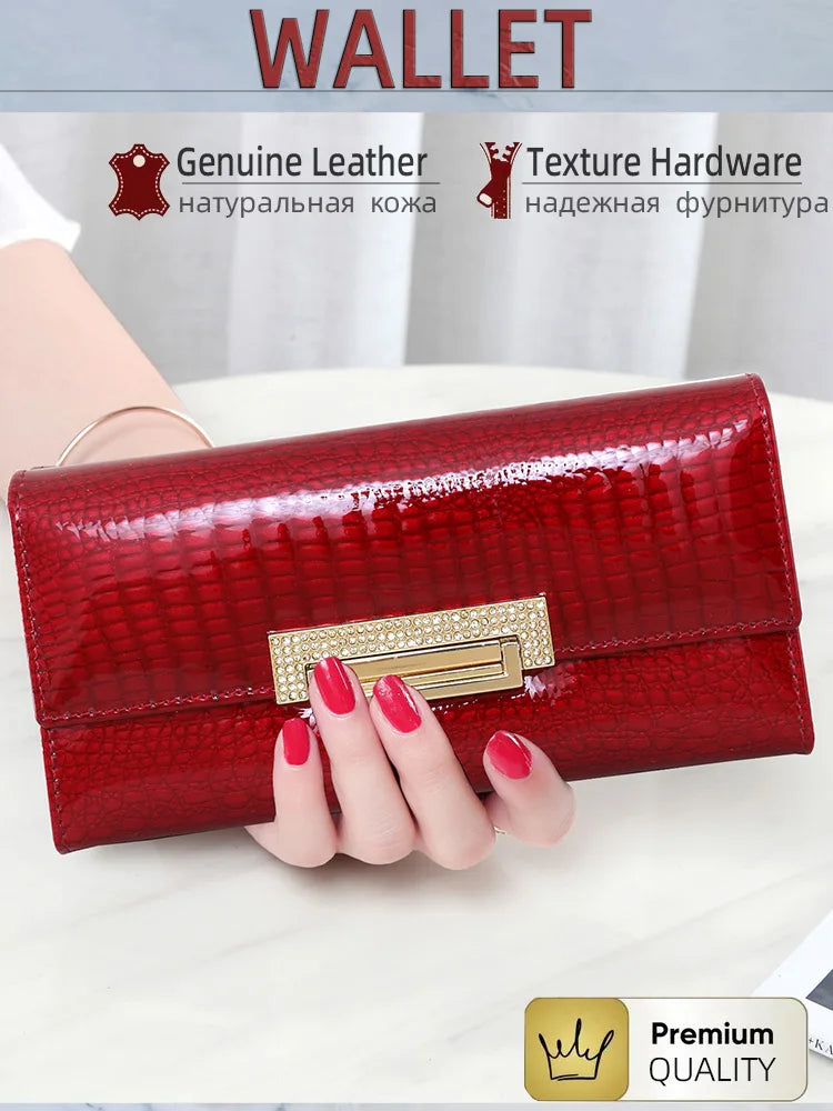 Tejesa  Women Wallet Leather Female Purse Fashion Diamonds Hasp Coin Pocket Long Design Clutch Ladies Money Bag