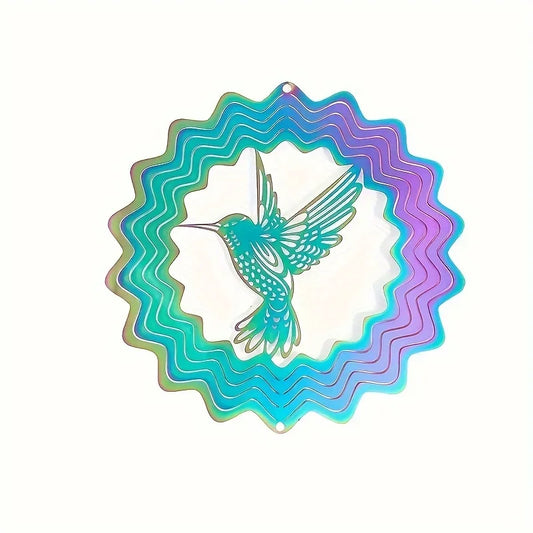 Hemasa  3D Hummingbird Wind Spinner - Colorful Metal Wind Chime For Garden, Balcony & Window Decor