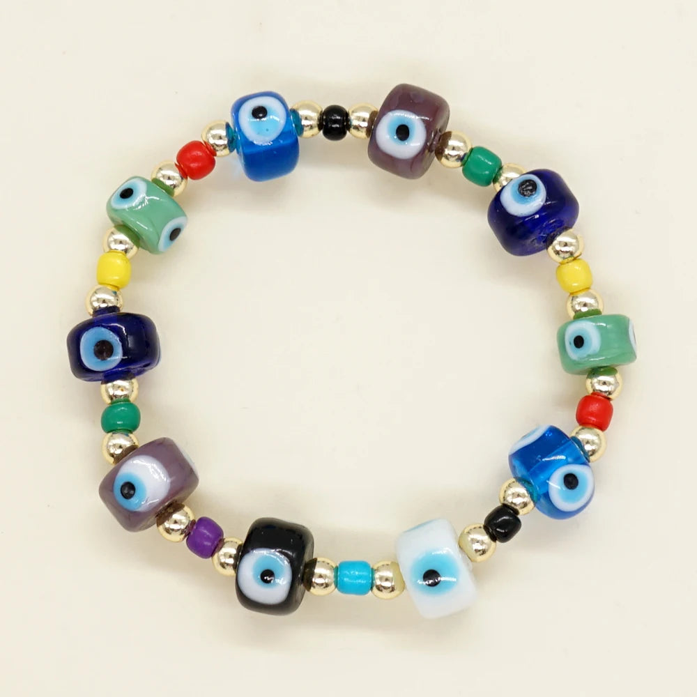 Men Eye Charm Bracelets Bohemia Beaded Bangle Fashion Jewelry Boho Beads Bracelet Accessories for Ladies Boy Girl Gift