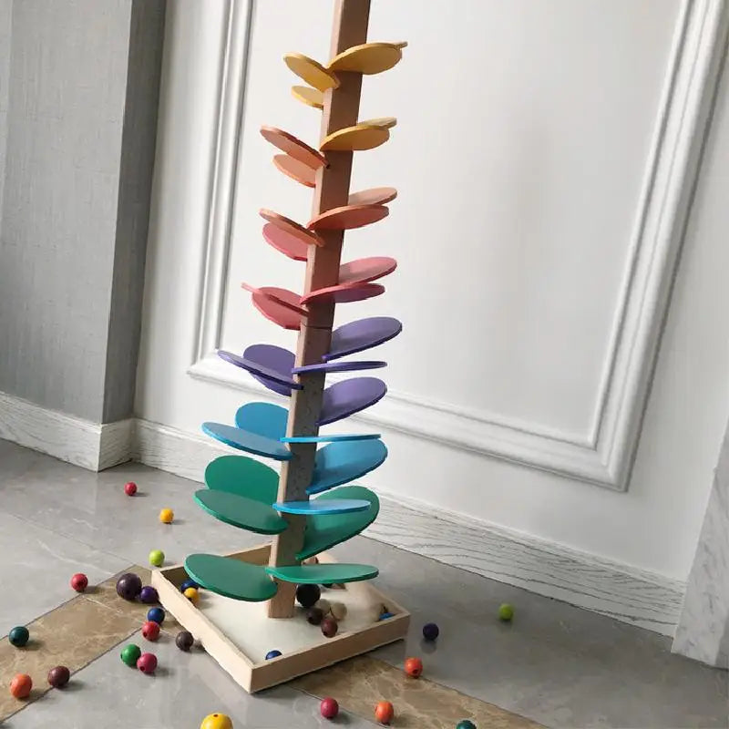 Hemasa Montessori Wooden Rainbow Petals Music Tree Building Blocks Toy