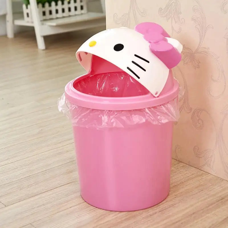 Hemasa  Hello Kitty Cute Cartoon Desktop Wastebasket Home Trash Bin Garbage Car Trash