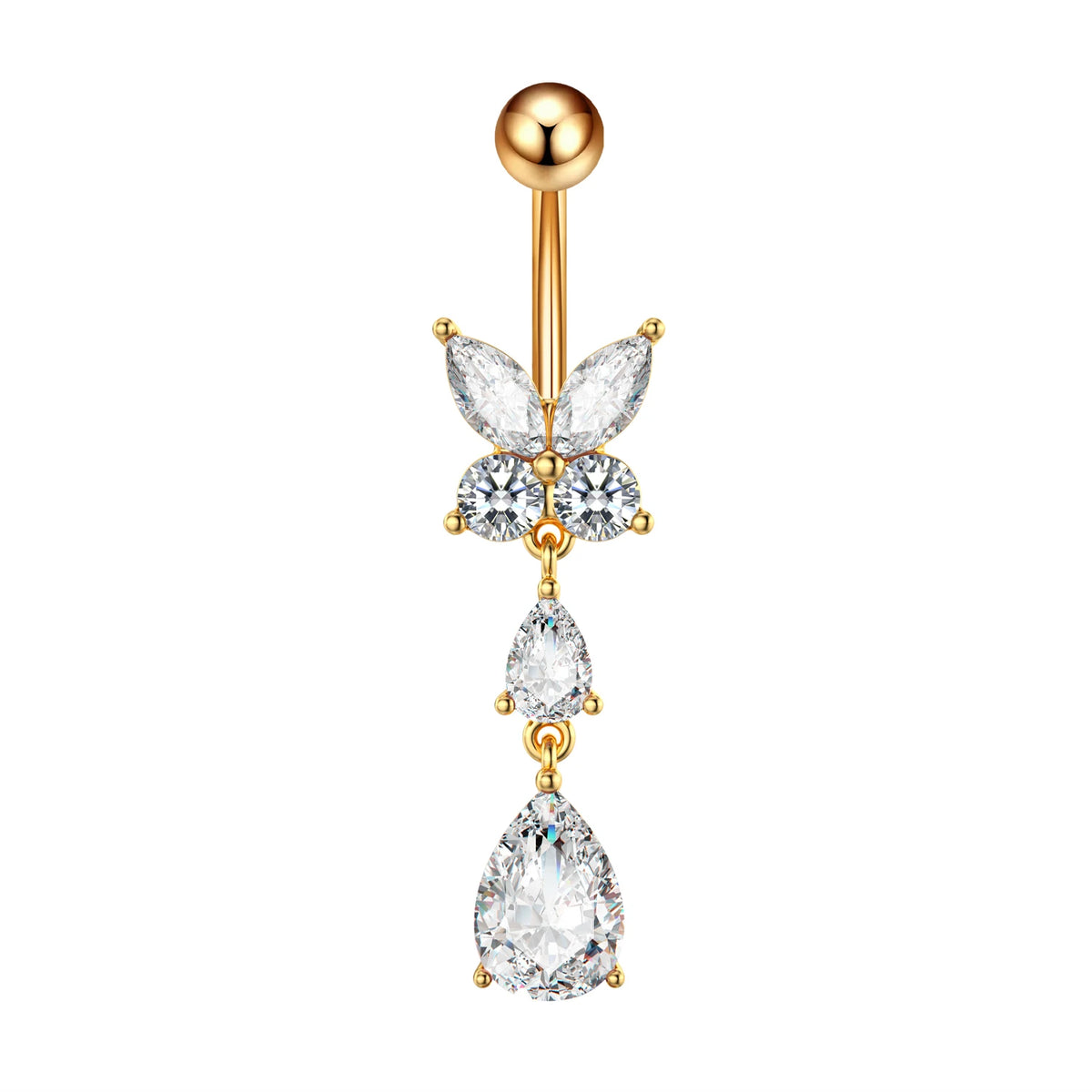 1pc Dragon Butterfly Flower Heart Belly Button Rings Blue Pink Crystals Zircon Dangled Navel Belly Piercing Nombril for Women
