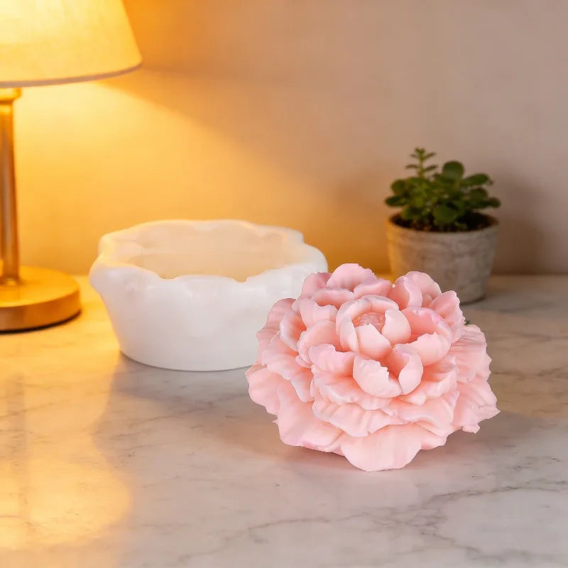Hemasa Peony Flower Silicone Candle Mold /3D Rose Aromatherapy Gypsum Craft Soap Mold /DIY Chocolate Ice Cake Baking Mold