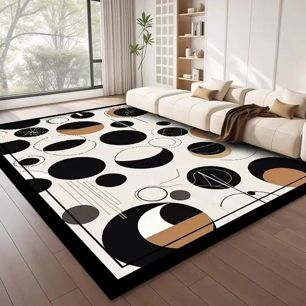 Tejesa  Large Flannel Rug Luxury Plaid Non-Slip Living Room Bedroom Mat Stain Resistant Washable Bedside Home Decor Rug