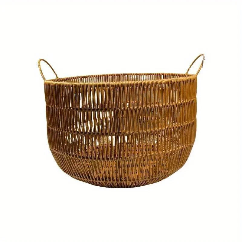Farmhouse Style Laundry Hamper - Large Rattan Basket, Sturdy & Durable. Perfect for Bathroom, Bedroom, Kitchen Storage.