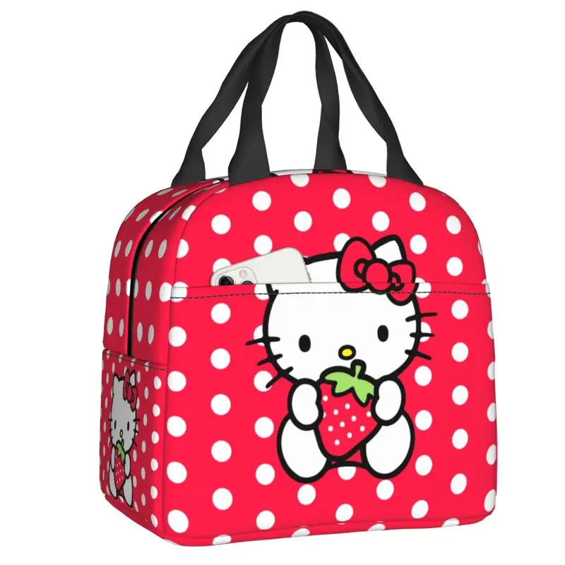 Hemasa  Hello Kitty Cat Lunch Bag Leakproof Cooler Thermal Insulated Bento Box For Women Kids Picnic Travel Food Tote Bags
