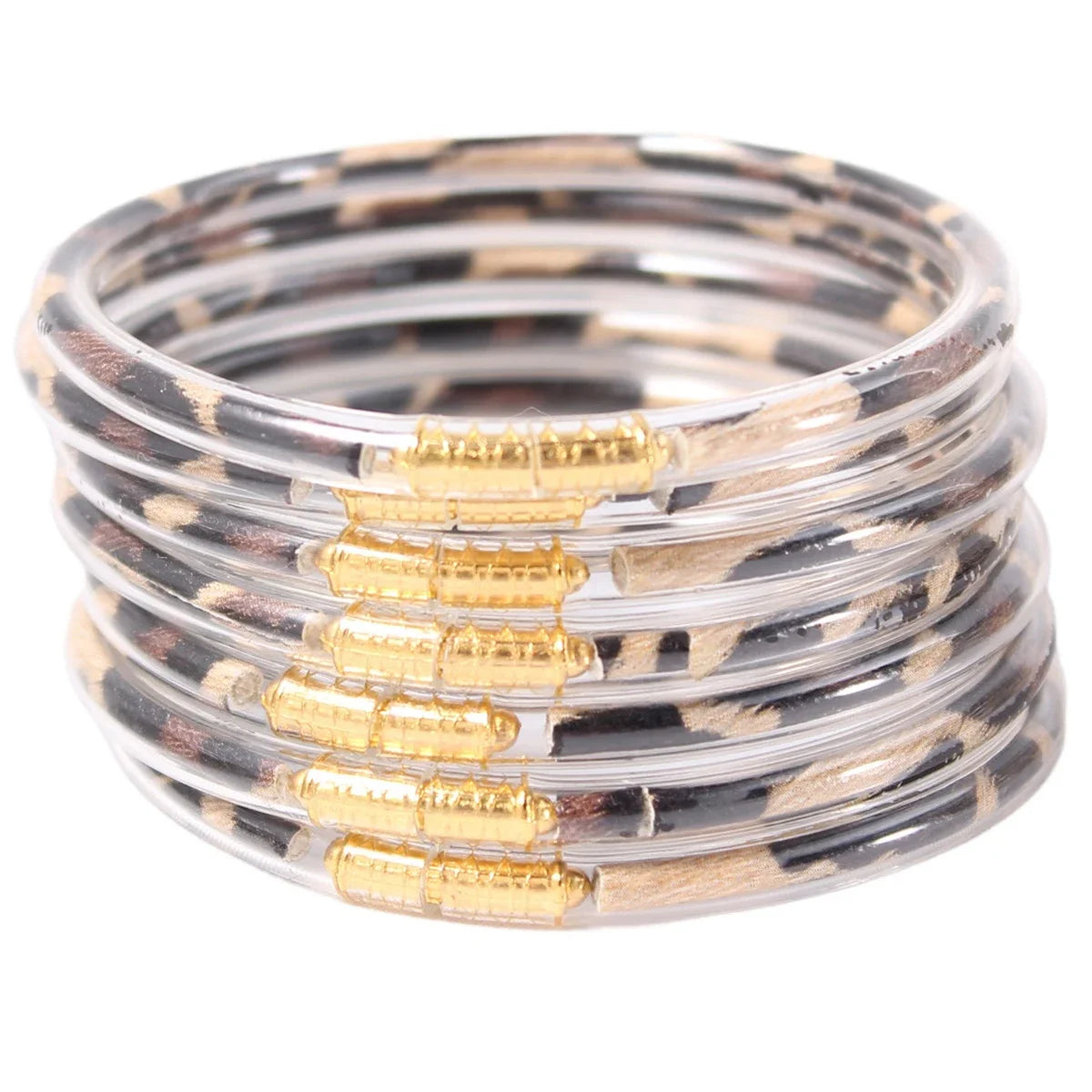 7pcs/set Stack Leopard Print Bangle Bracelet for Women Cheetah Print Silicone Bangle  Jewelry