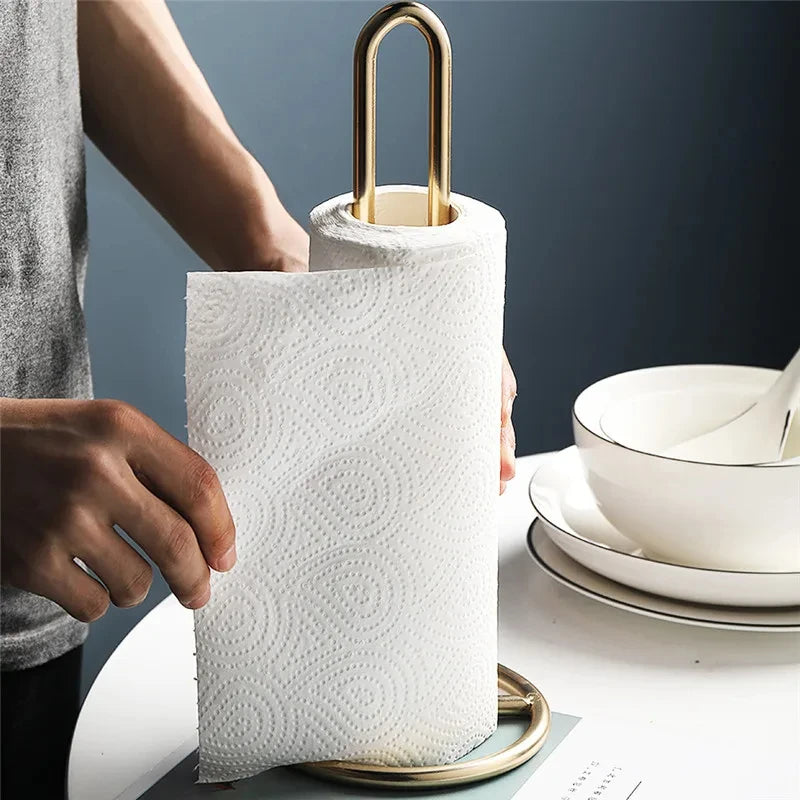 Hemasa Stainless Steel Kitchen Roll Paper Towel Holder Bathroom Tissue Stand Dining Table Vertical Napkins Rack Kitchen Storage Shelf