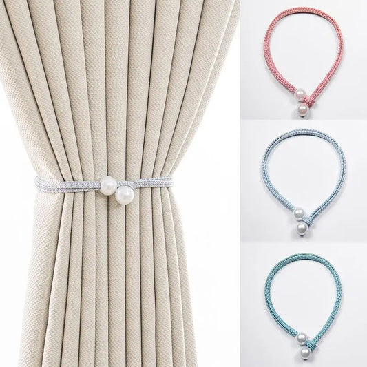 2Pcs Pearl Tiebacks Rope For Curtain Beaded Tie Backs Strap Decorative Holdbacks Home Decoration Curtain Tieback Accessory
