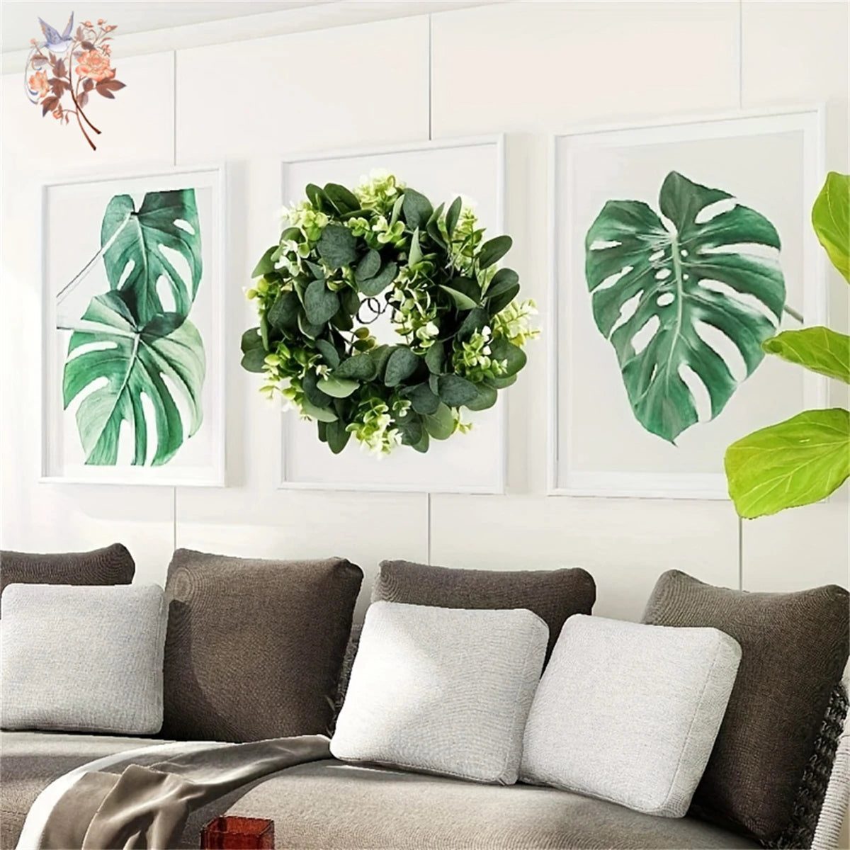 Simulation Money Leaf Eucalyptus Wreath Front Door Wall Hanging Green Garland Holiday Festival Party Home Decoration Ornaments
