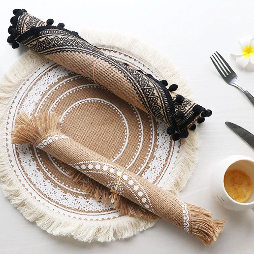 Hemasa Elegant Jute Placemats With Tassels
