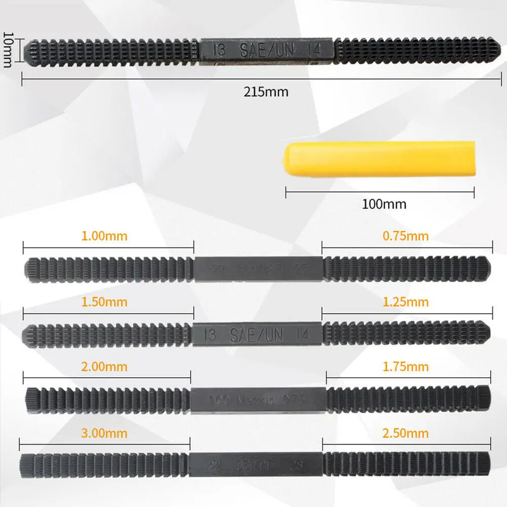 4/1pc Thread Repair File 0.75-3mm Metric Thread Restoration Repair File Mini Hardware Screws Repair Tool Cleans Damaged Thread