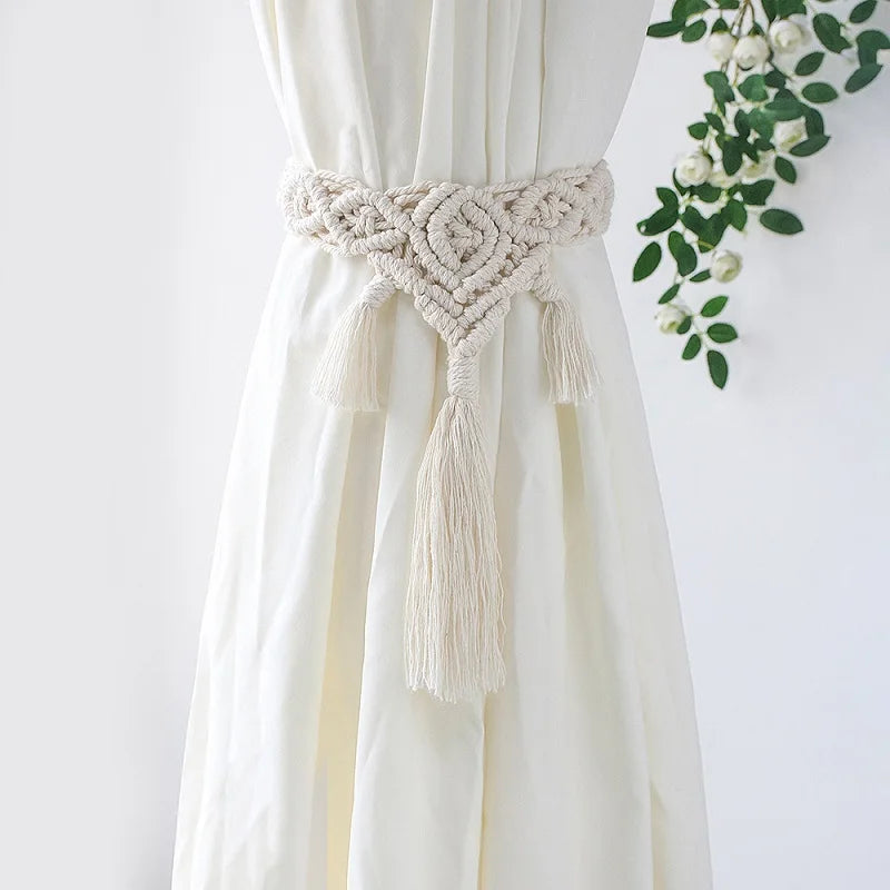 Bohemian Style Hand-woven Curtain Tie Rope With Beadfringe Farmhouse Decorative Pendant Curtain Tassel Strap Room Decor