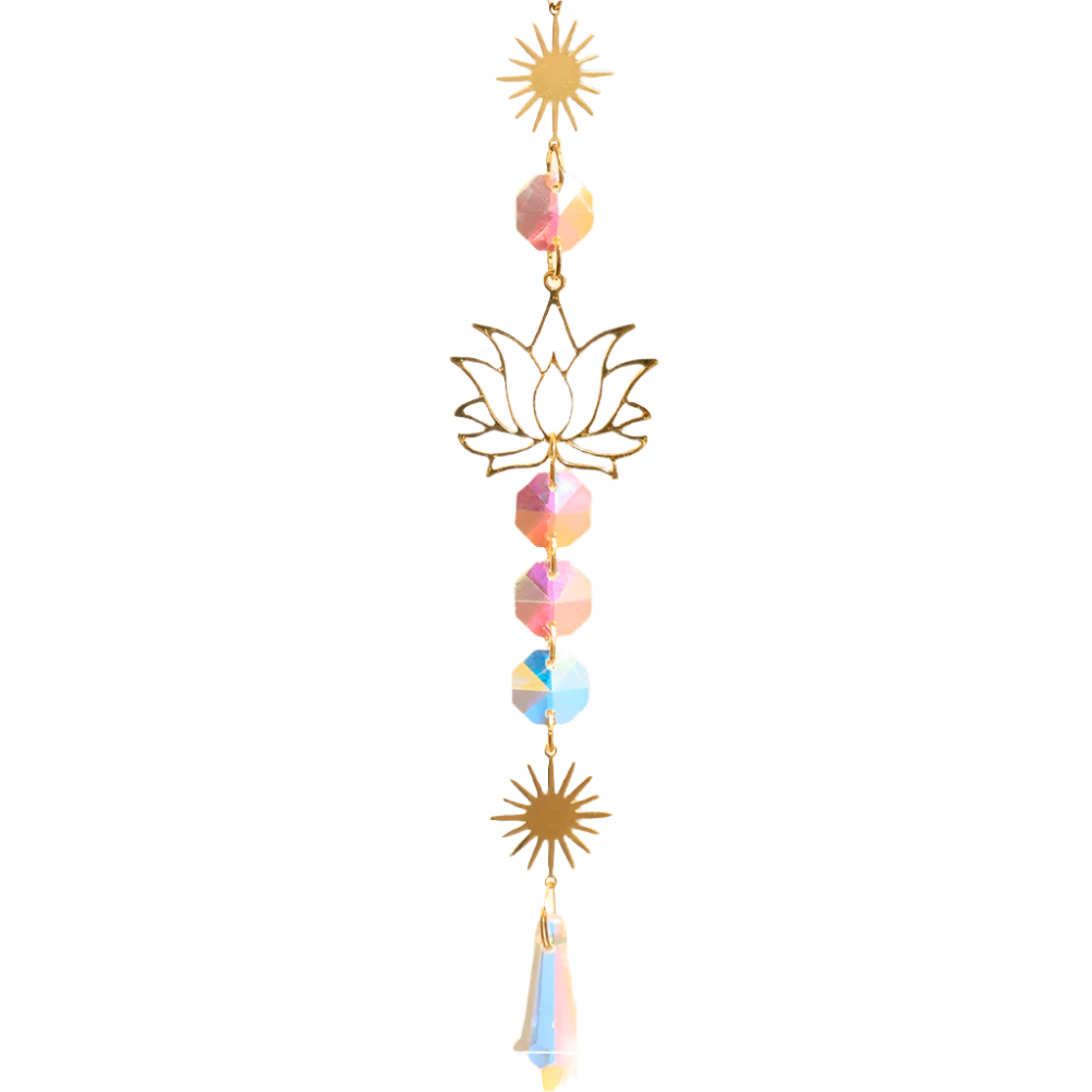 Hemasa Lotus Sun Catcher Crystals Rainbow Hanging Suncatcher /Chakra Light Catcher Stained Glass Prism for  Window /For Outdoor /For Garden Decoration
