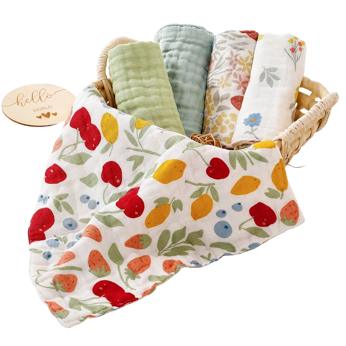 Tejesa 5pcs Pack Bamboo Cotton Breathable Baby Muslin Towel New born Burp Cloth