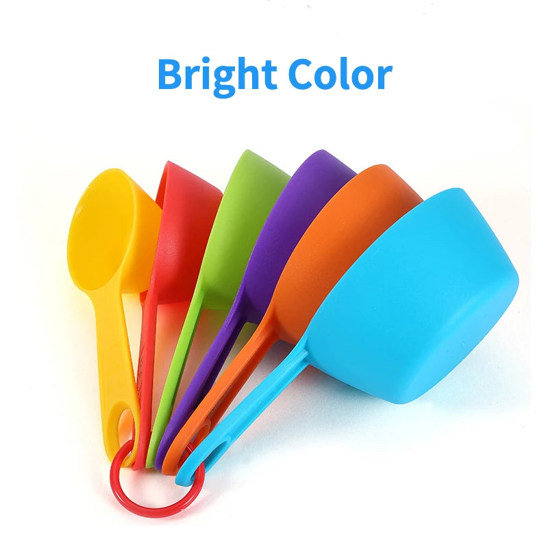 Hemasa 6/12-Piece Set With Scale Colorful Plastic Measuring Spoons /Flour Measuring Cup Seasoning Spoon Kitchen Baking Tools