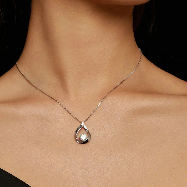Tejesa 1CT Moissanite Waterdrop Necklace Lab Diamond 925 Sterling Silver Chain Necklace for Women Wedding Valentine's Day Gift