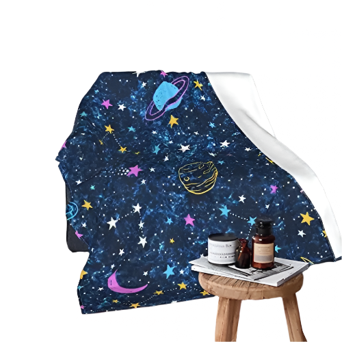 Hemasa Star Flannel Throw Blanket Blue and White Colour Air Conditioning  for All Seasons Couch Sofa Living Room King Queen Size