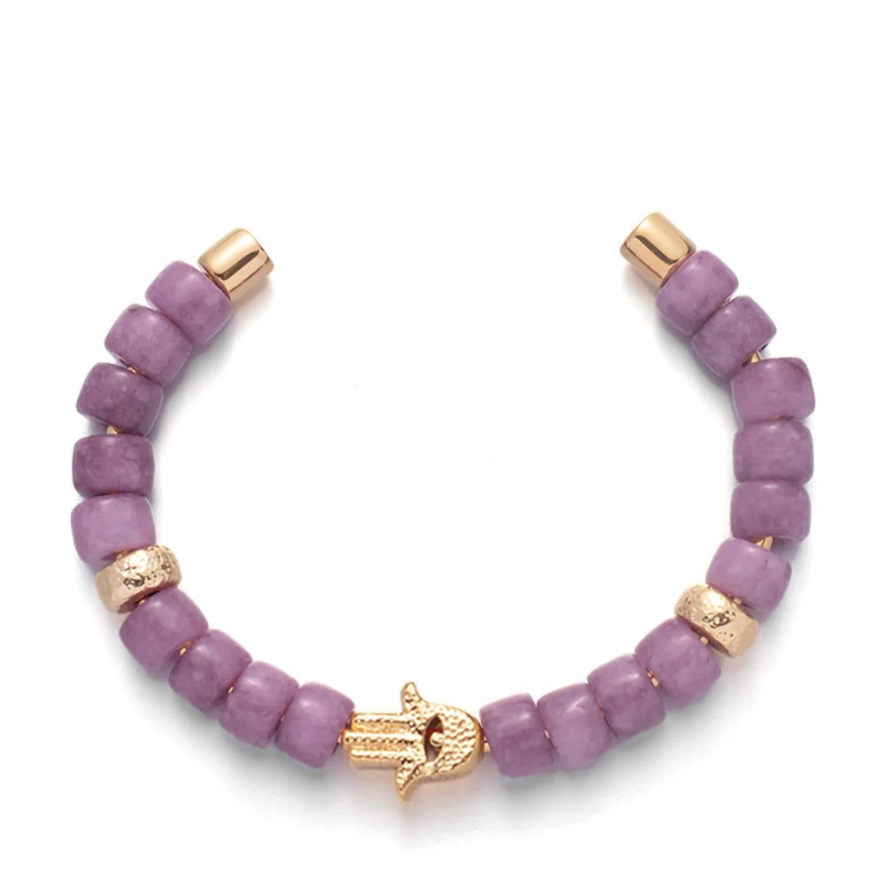 Tejesa Colorful  Natural Stone Cuff Bangle Bracelets For Women