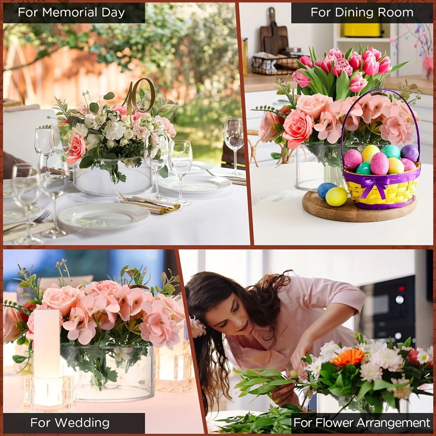 Tejesa Transparent Acrylic Vase Circular Living Room Creative Porous Flower Arrangement Container Decorative Vase 12 Holes